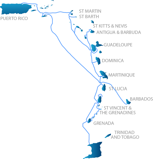 Carte du réseau Southern Caribbean Fiber